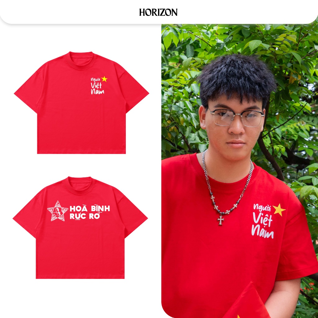Áo Thun Horizon "Người Việt Nam Sao Vàng" Premium Unisex Nam Nữ| Form Rộng Unisex 250GSM