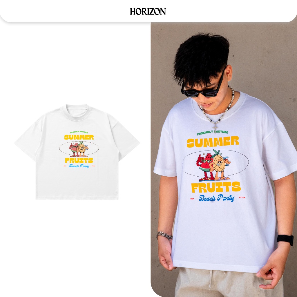 Áo thun Fruits Horizon Unisex Nam Nữ 100% | Form Rộng Boxy Unisex 250GSM